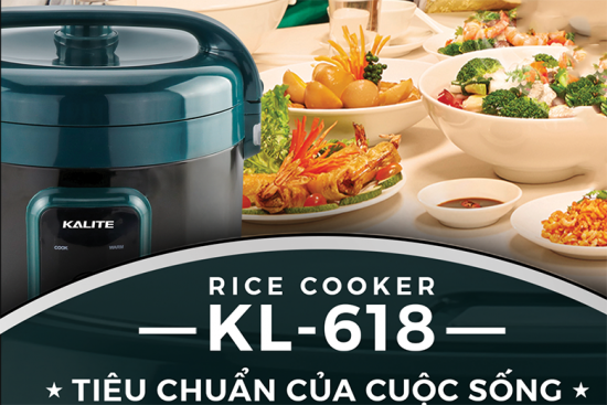 Nồi cơm điện KALITE KL-618 với dung tích 1.8L, thích hợp tối đa cho 10 người ăn.