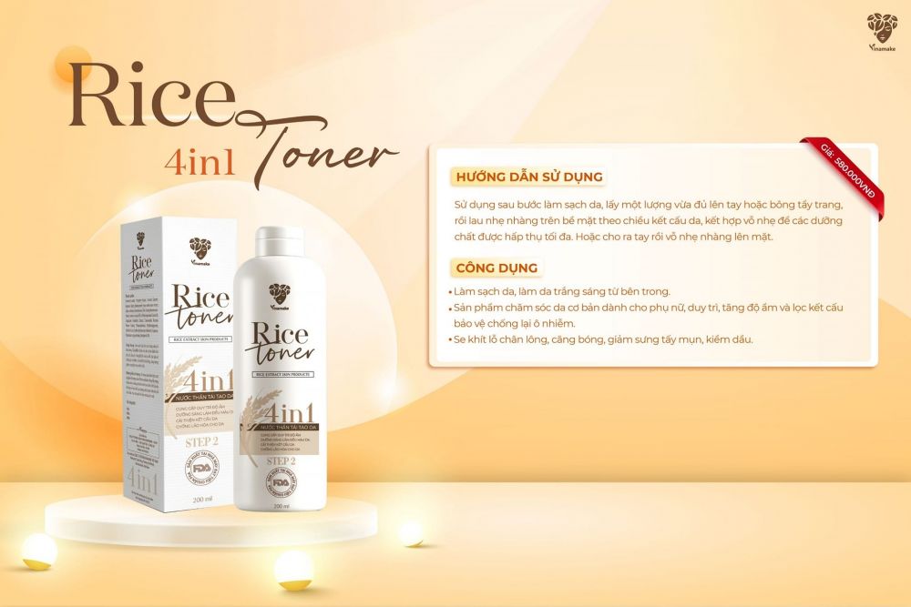 Review Nước Thần Tái Tạo Da 4 In 1 Rice Toner Vinamake