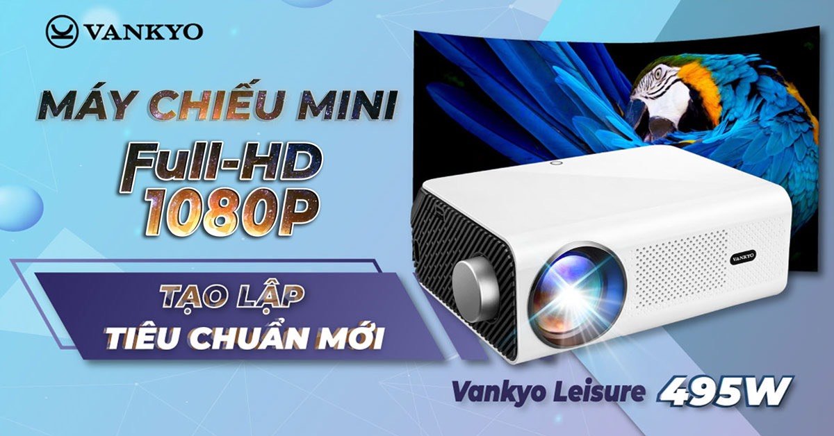 Máy chiếu mini Vankyo 495W Full-HD 1080p Wifi - Máy chiếu thế hệ mới Tạo lập tiêu chuẩn mới bảo hành 24 tháng