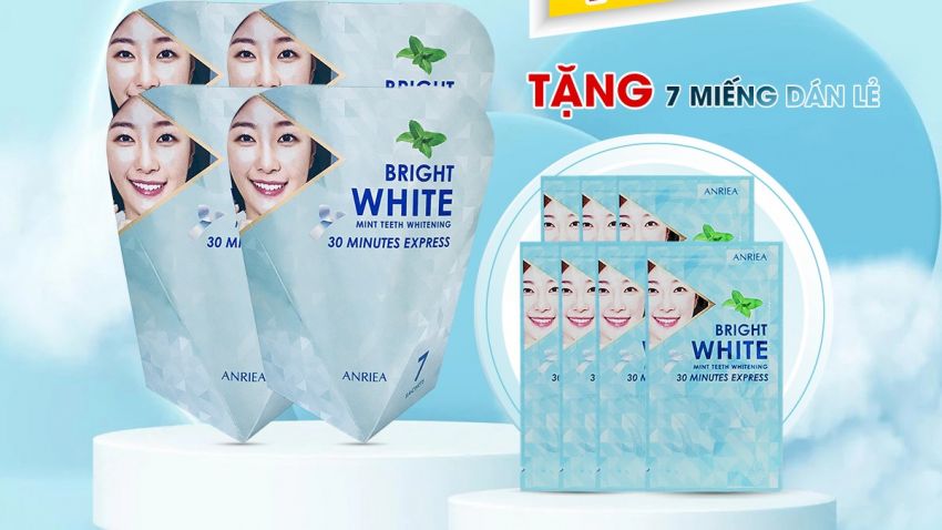 Liệu Trình Cấp Tốc Miếng Dán Trắng Răng Bạc Hà Anriea 28 Ngày Trắng Toàn Diện